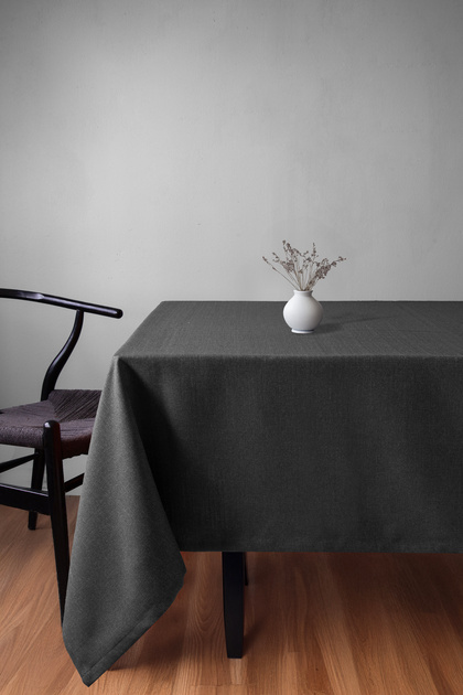 Linen Textured Anthracite Table Cloth with Rich Color Options
