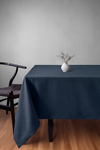 Linen Textured Petrol Tablecloth with Rich Color Options