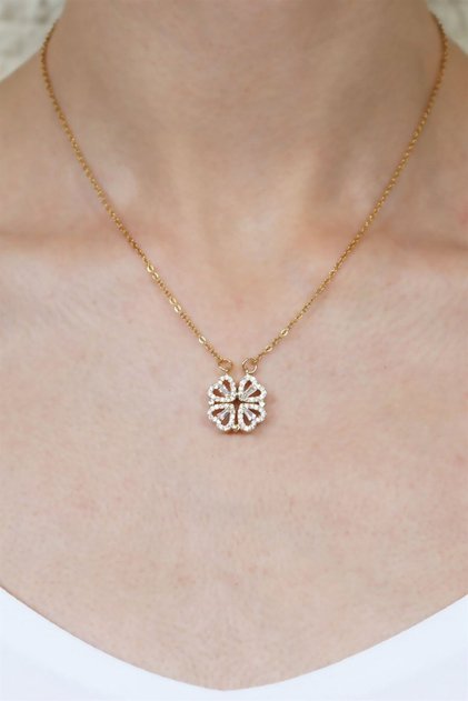 Steel Heart and Clover Necklace