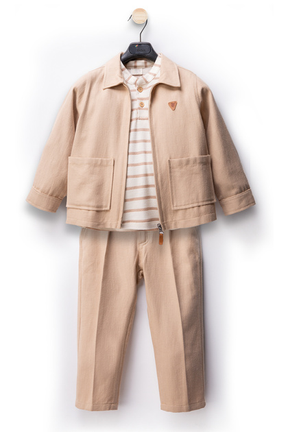 Linen Cotton Baby Boy's Suit 3-Piece Baby Boy's Bottom Ust Suit Boy's Suit Baby Boy's Clothing