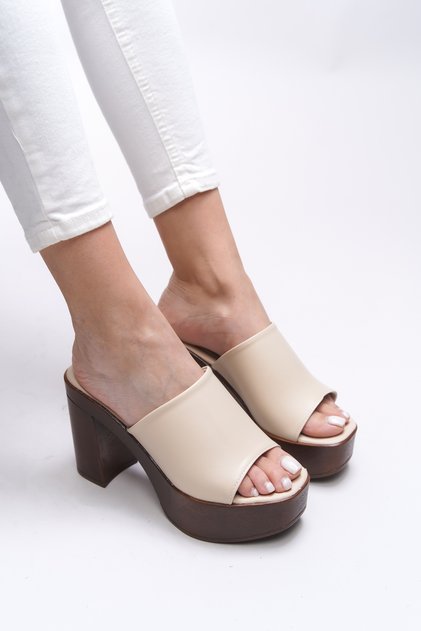 Jislantha Women's Heeled Slippers 0012763 Beige
