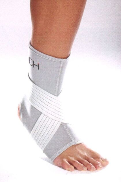 Nan 14 Bandaged Neoprene Ankle Brace Grey-Navy Blue-Supportive Sports Ankle Brace- L: 26-27 cm