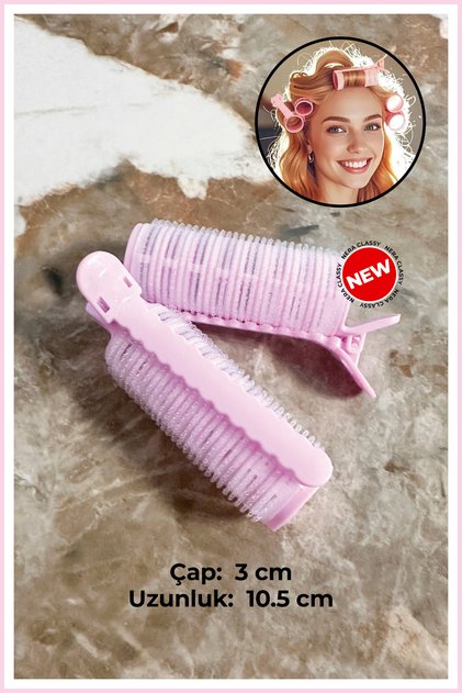 Lila 2'li Bigudi Cırtlı Bigudi Klipsli, Bukle Aparatı Saç Maşası, Bigudi Saç Toka (Çap 3cm)
