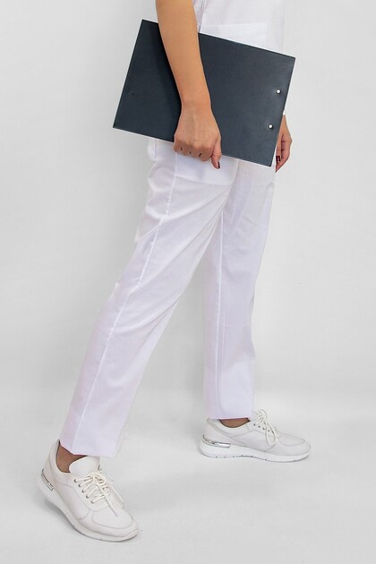 Unisex White Soft Lycra Surgery Doctor Pants Nurse Bottom Uniform