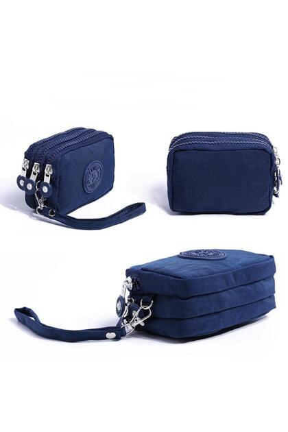 New Design Waterproof Cloth Wristband Three Zipper Small Light Wallet