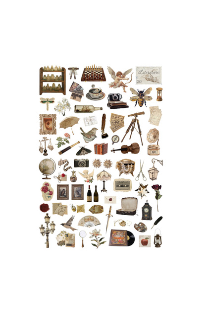 67 Pieces Vintage Retro Light Academia Sticker Set - Sticker Set Scrapbook Bullet Journal