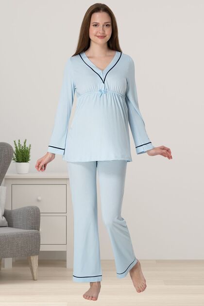 Effortt Blue Maternity Pajama Set