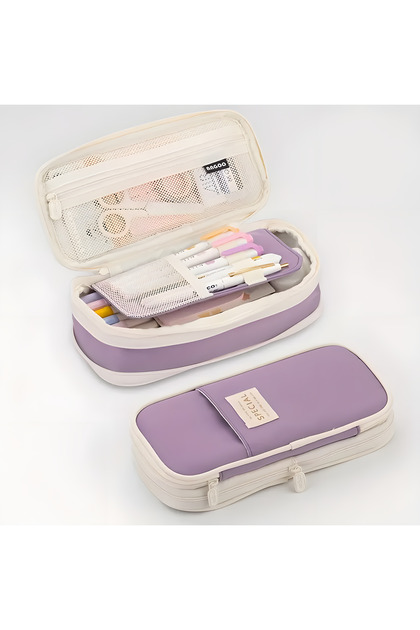 Large Large Capacity Pen Holder Multi Compartment Function Pencil Case Makeup Bag