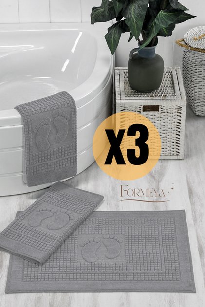 3-Piece Footprint Foot Towel - Mat Bathroom Set (3 Pcs)