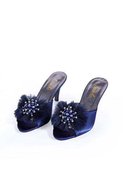 Women's Dowry Slippers with Feather Stones Stylish Daily House Slippers Ornate Dowry Birth Guest Bridal Slippers