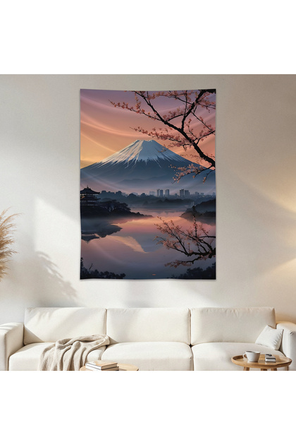 Snowy Mountain Wall Drape Wall Tapestry First Quality Satin Fabric Poster