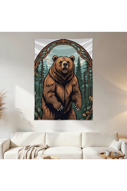 Bear Wall Cloth Wall Tapestry First Quality Satin Fabric Poster