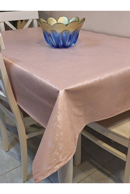 قماش زيتي من الألياف PVC - مفرش طاولة منقوش قابل للمسح (وردي)