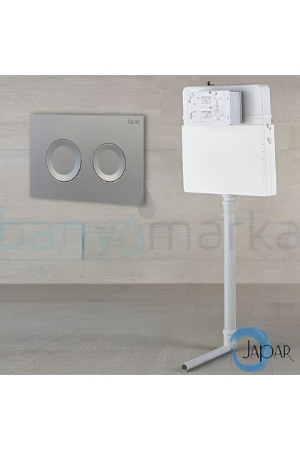 PROMİCRO HELA TAŞI ÇİFT KADEMELİ 80 mm GÖMME REZERVUAR + PULSE MAT KROM KUMANDA PANELİ