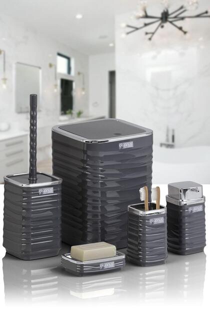 Okyanus Home Luna Antrasit Kromlu Kare 5'li Banyo Seti 7 LT