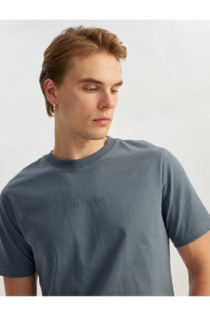 Slogan Print Cotton Regular Fit Crew Neck Short Sleeve T-Shirt