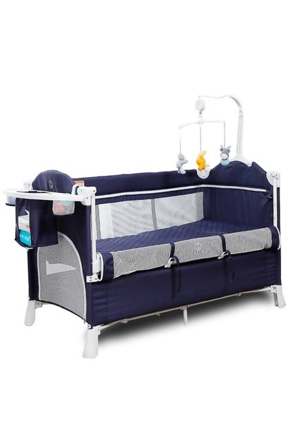 4 in 1 Baby Bedside Co - Sleeper Bassinet and Playpen wt Rocker Navy Blue