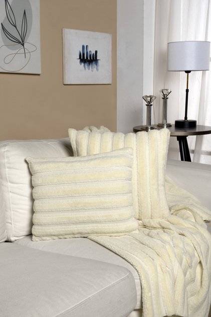 Striped Punch Embroidered 2-Piece Decorative Throw Pillow Cover 43X43 cm