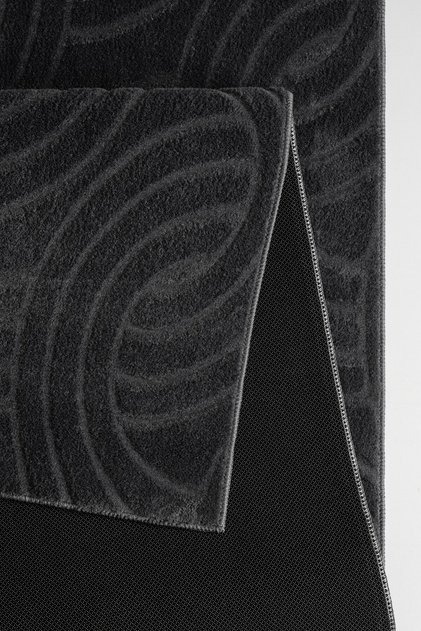 Opqo Oymalı Premium Oturma Odası, Salon, Antre, Yıkanabilir Polyester Kaymaz Taban Antrasit Halı