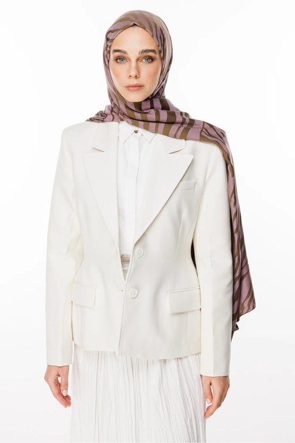 Riad Pattern Double-Sided Shawl Dark Khaki-Dark Dusty Rose