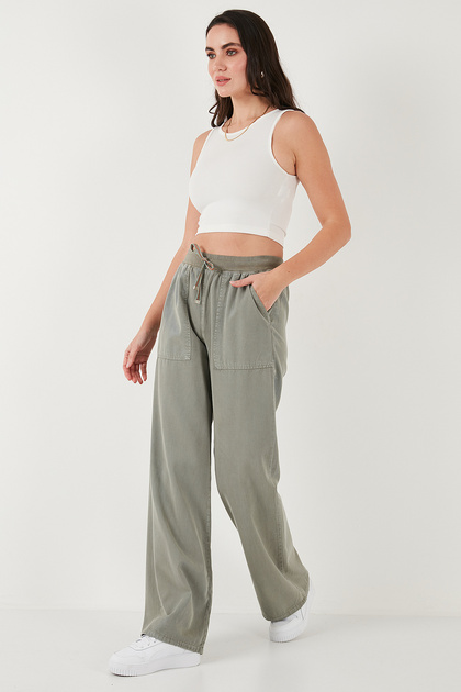 Relaxed Fit High Waist Wide Leg Pants Pants 668Yp5040