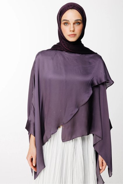 Lavin Pattern Double Sided Shawl Purple-Black