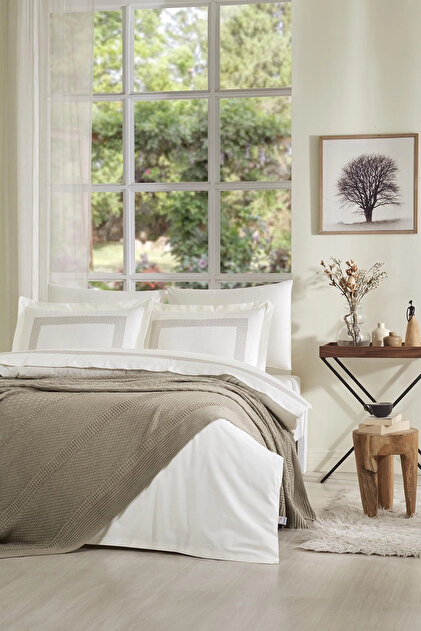 Özdilek Wickers Knitwear Blanket Bridal Set Mink- Trendyol