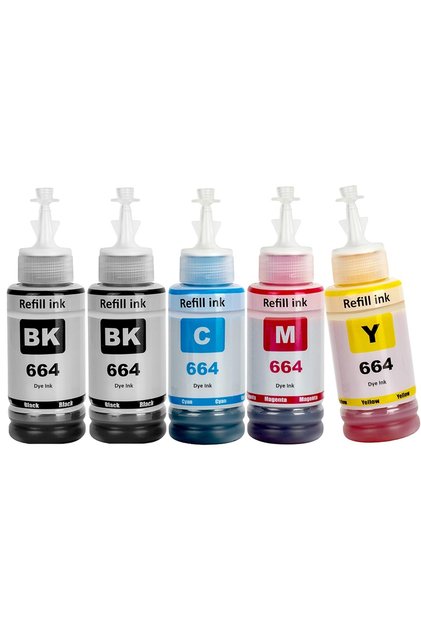 T664-t6641-t6644-t6642-t6643-l365 Uyumlu Muadil 4 Renk Kaliteli Mürekkep Kartuş Takımı 70ml 1 Siyah