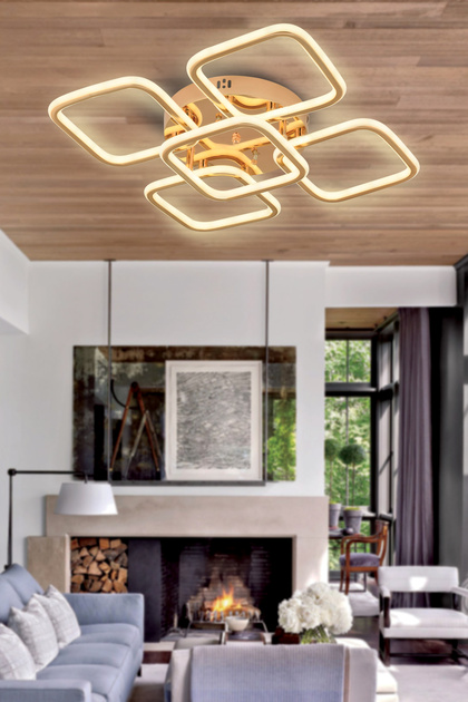 KÜP GOLD 4+1 Kumandalı ve Dimerli (Beyaz, Sarı, Gün Işığı) Ledli Plafonyer Avize SB-LD-509