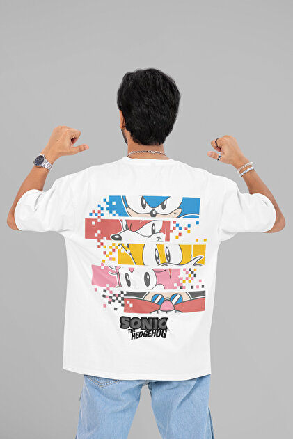 Sonic the Hedgehog Printed Unisex Oversize Cartoon T-Shirt