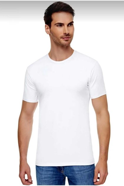 4 Pieces White Luxury Combed Cotton Men's Crew Neck