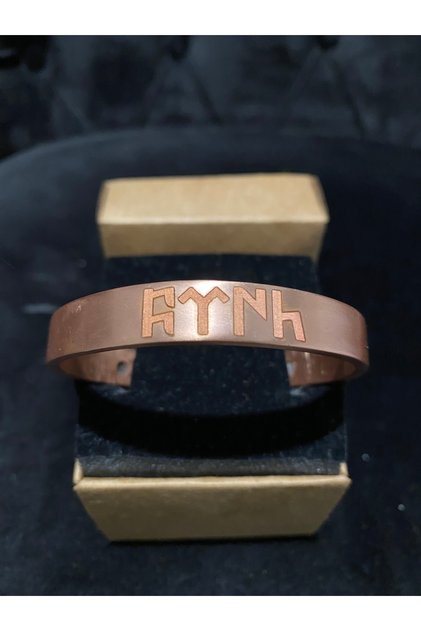 Double Magnet Raw Copper Bracelet (Türkçe - Türk) Engraved