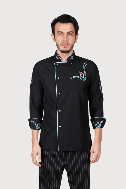 Turquoise Embroidered Chef Cook Jacket