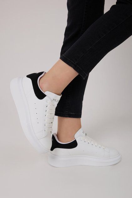 Unisex White-Black Mcqueen Style Sports Shoes Sneaker