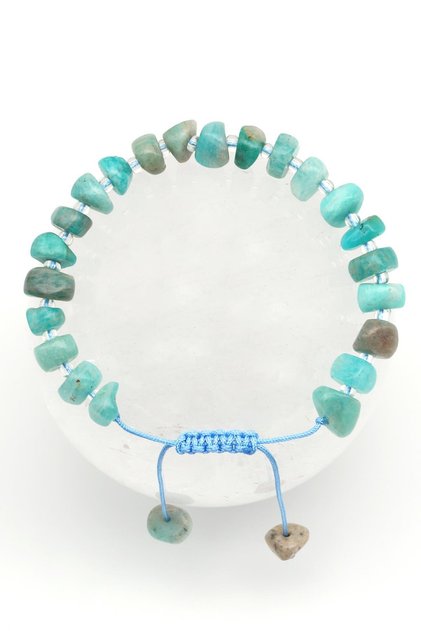 Amazonite Natural Stone Macrame Knitted Bracelet Unshaped Cut