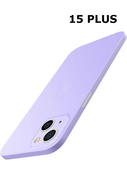 iPhone 15 Plus Case Ultra Thin Matte Surface Anti-Slip Handheld Cover with Camera Protection Semi-Transparent Lilac