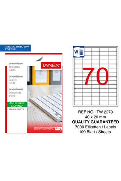 Tanex A4 Lazer Etiket, ölçü 70×25 Mm Tw 2133 - Fiyatı, Yorumları
