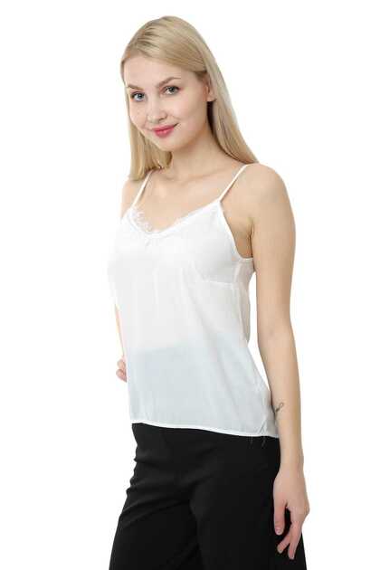 Woman White Rope Strap Lace Singlet 10182