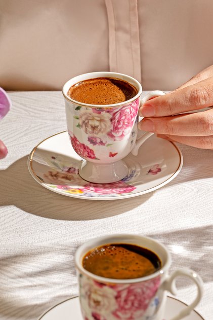 Öykü 6 Kişilik 12 Parça Porselen Kahve Fincan Takımı