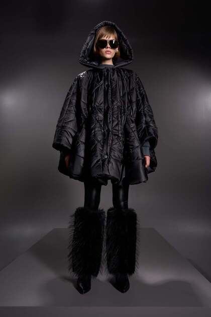 Women's Black Poncho 16104