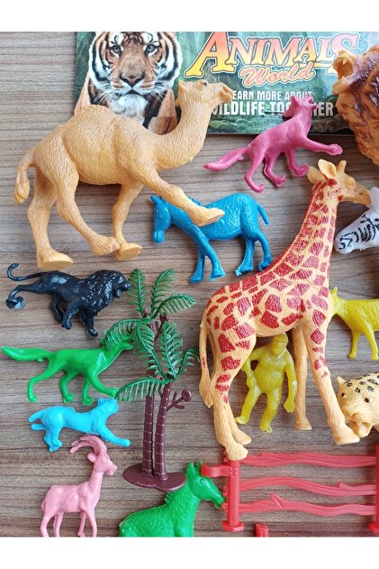 OYUNCAKSAHİLİ Hayvan Set 24 Adet Vahşi Orman Oyuncak Kurt Zebra