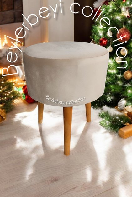 Coco Puf, düz kumaş,3 Ayak, oturma Odası, Makyaj Masası Pufu