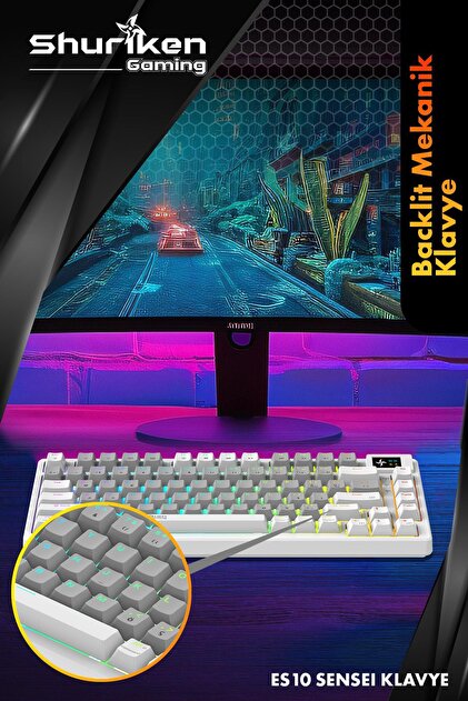 Shuriken ES10 SANSEI RGB Mekanik Türkçe Klavye 1.06inç TFT - LCD