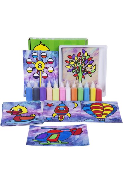 مجموعة من 12 لوحة رسم رملية DIY بألوان زاهية للإبداع والمتعة