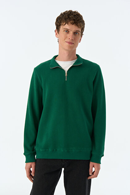 WWF Market Basic SuperSoft Quarter-Zip Sweatshirt - Nefti Yeşil