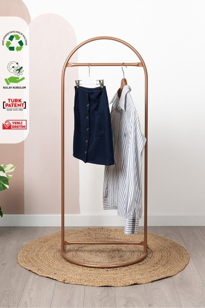 Butik Stil Oval Askılık Konfeksiyon Askılığı Altın Renk Askılık Rose Elbise Askılığı Ayaklı Askılık