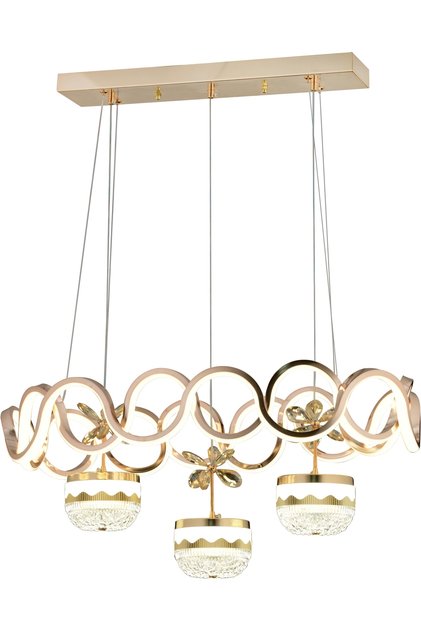 Harlem 3 Renk LED'li Kumandalı Dimmerli Avize Gold Kaplama No:10, Modern LED Aydınlatma, Kumandalı Dimmerli Avize, Gold Detaylı Tavan Aydınlatması, Salon ve Oturma Odası Kullanımı