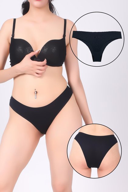 Kadın Yapıştırma Lazer Kesim Külot - KTS4055 LACİVERT