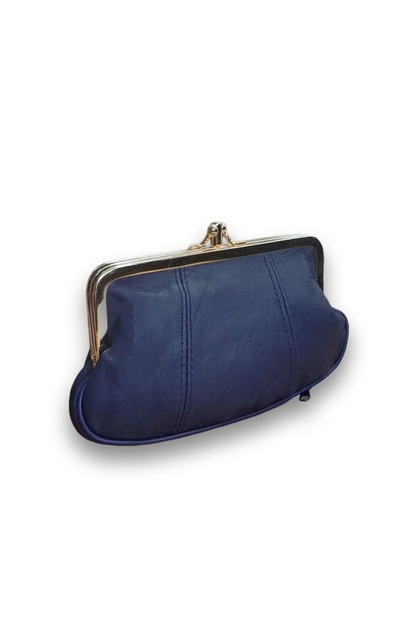 Purple Genuine Leather Clip-On Scholarship Women's Wallet Card Holder