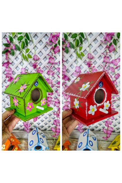 2Pcs Wooden Bird House, Bird Nest for Garden Balcony Decor, for Small Birds